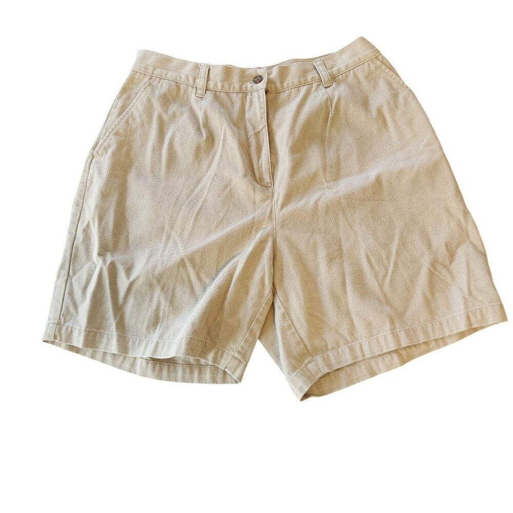 Woolrich Shorts Chino Casual Outdoor Pockets Cotton Beige Womens Sz‎ 14 EUC